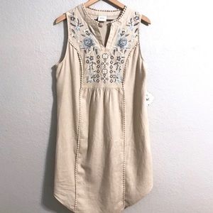 NWT Knox Rose tan linen floral tank dress XL
